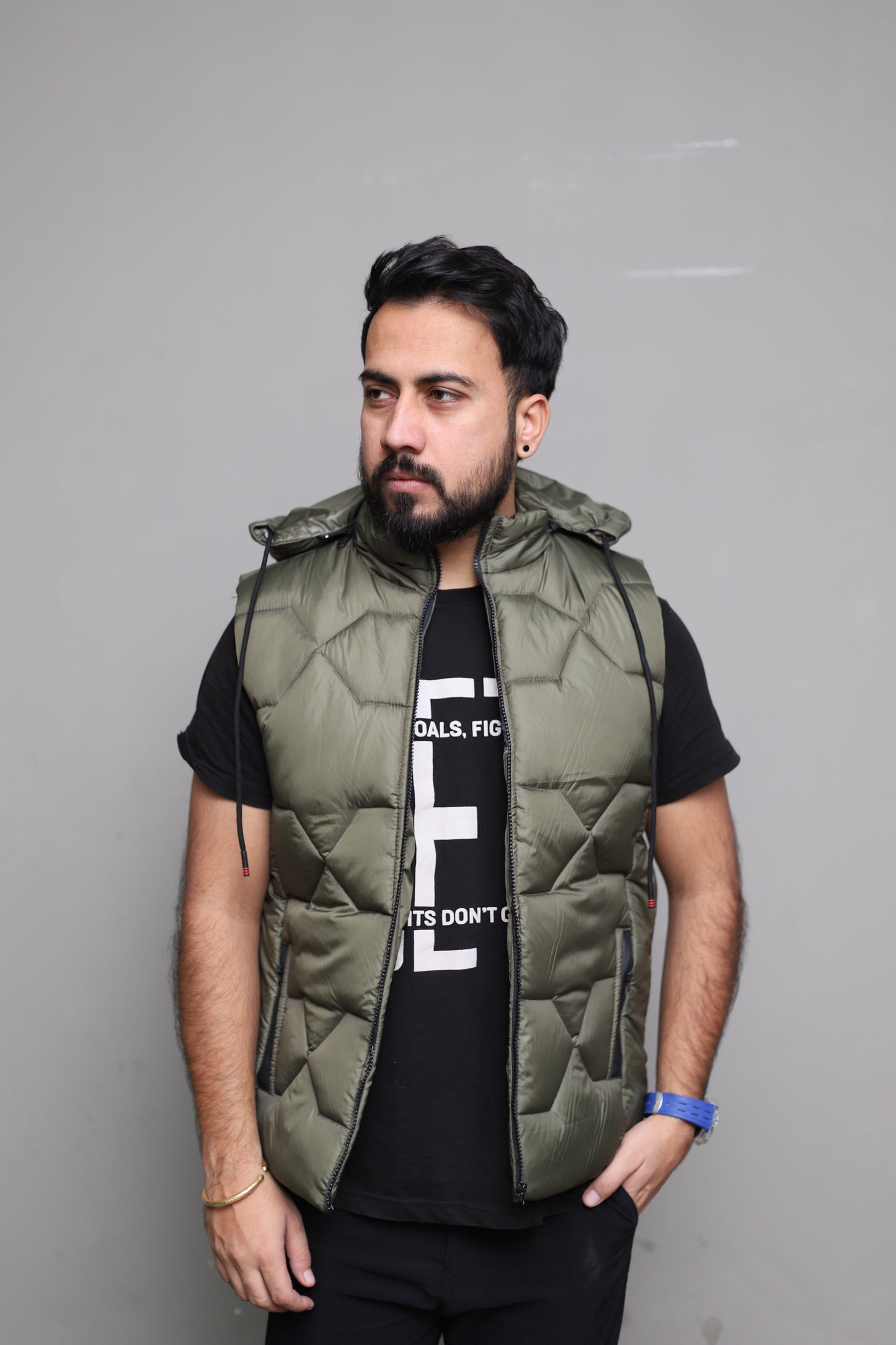 Imported Green sleeveless puffer jacket