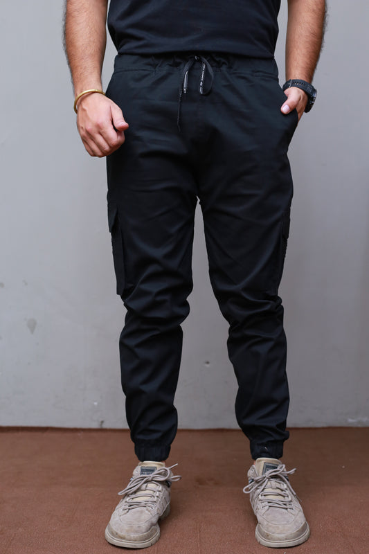 Black 6 Pocket Cargo Trousers