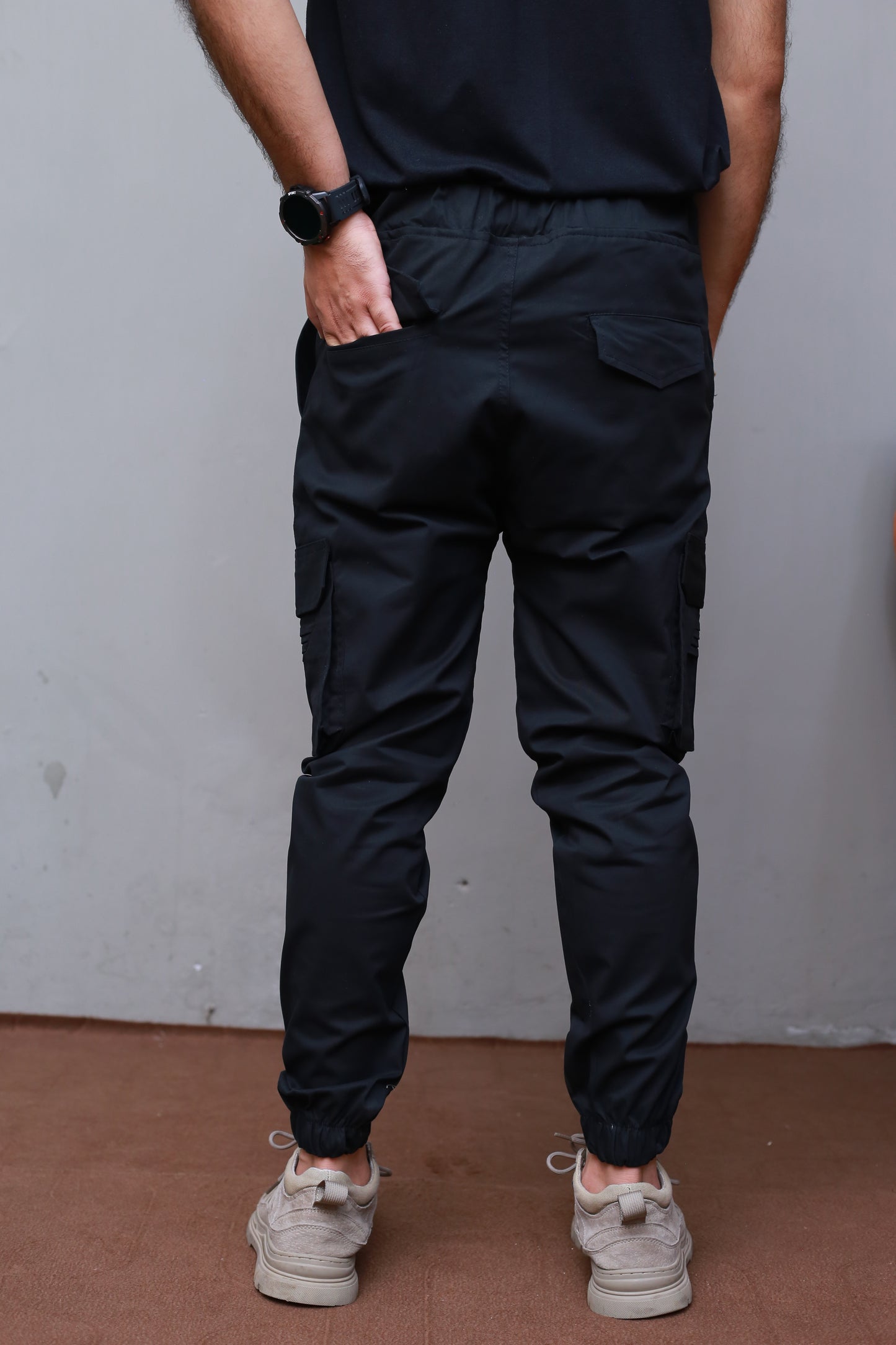 Black 6 Pocket Cargo Trousers