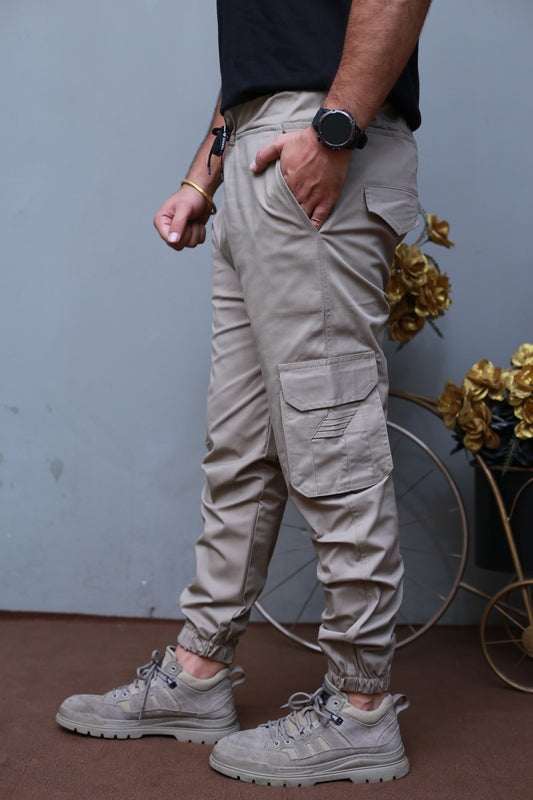 Sand Gray 6 Pocket Cargo Trousers